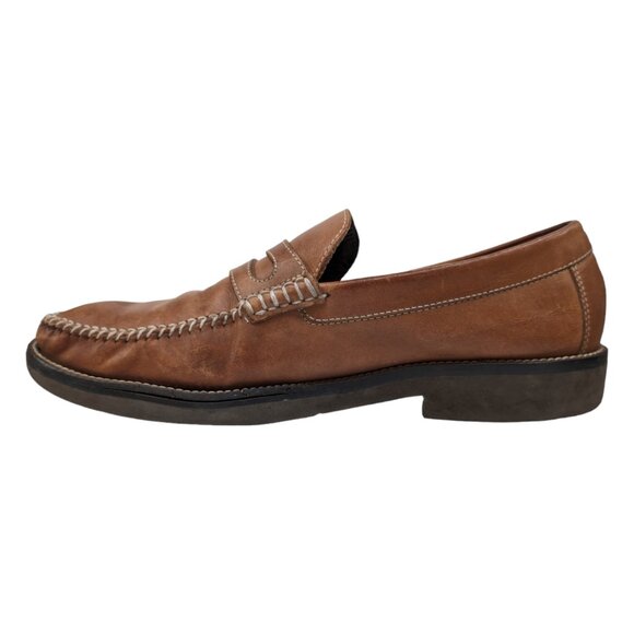 Tan Brown Leather Slip-On Penny Loafers - Picture 8 of 13